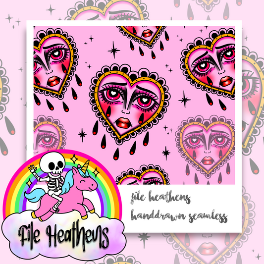 Tattoo My Weeping Heart Handdrawn Seamless File